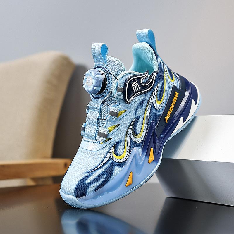 Children's shoes Boys' basketball shoes 2025 spring new leather waterproof sports shoes Medium and older boys' running shoes