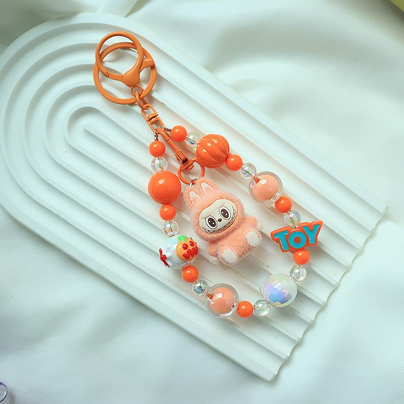 Creative Keychain Hand-painted Beaded Pendant Girl Heart Cute Backpack Bag Jewelry Pendant Gift