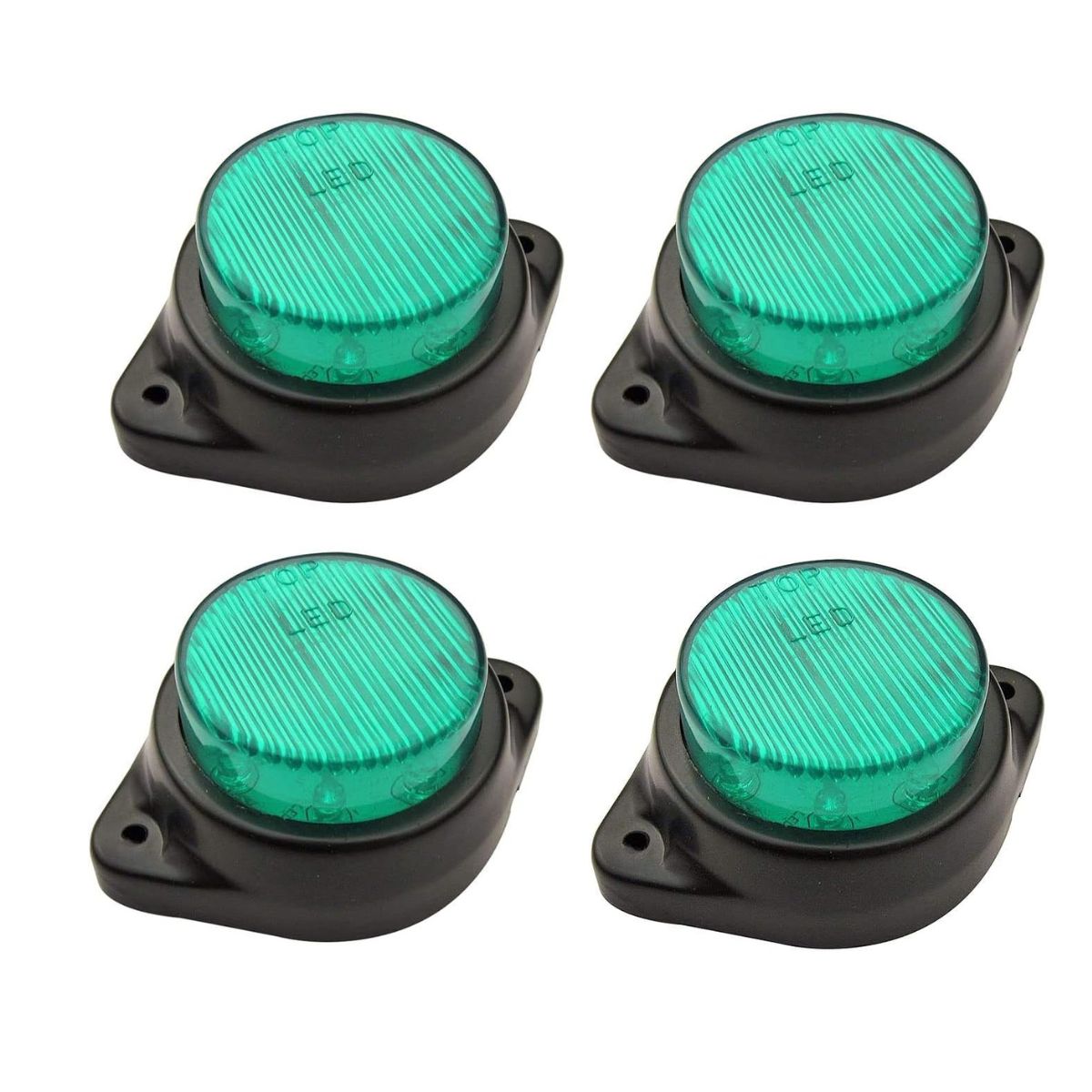 

Набір з 10 круглих світлодіодних габаритних вогнів 12 В, водонепроникних – універсальне кріплення для вантажівки, причепа, автобуса, важкої техніки зелений