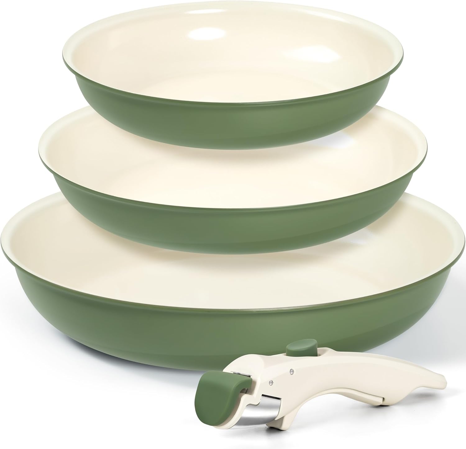 

MICHELANGELO Cookware Set Nonstick Frying Pan Set Removable Handle 8/9.5/11Inch Ceramic Frying Pans With Detachable Handle