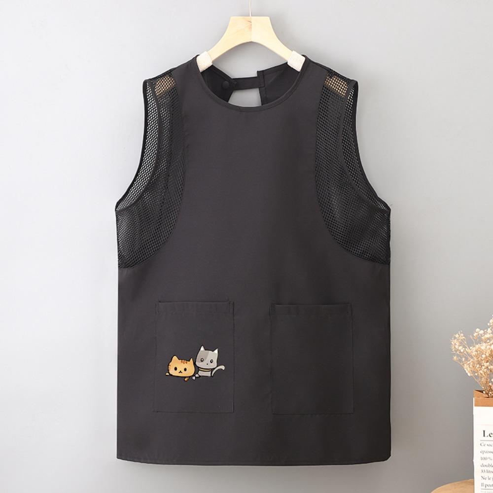 

Фартук от грязи Водонепроницаемые кухонные фартуки Модный безрукавный фартук для выпечки чёрный