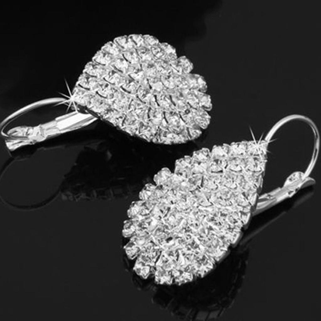 Damen-Ohrstecker, elegant, glänzend, Wassertropfen, Strass, Klauenhaken, Schmuck