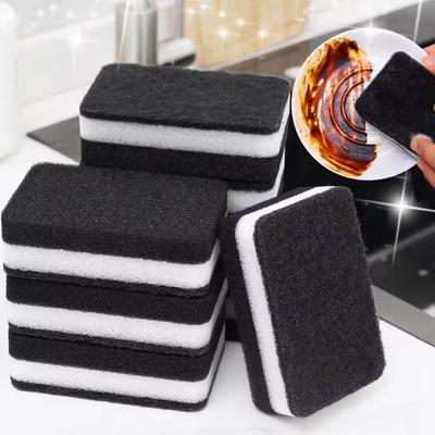 Esponja lavavajillas de doble cara gruesa, negra, intercalada con blanco, quitamanchas, paño para fregar, limpiar ollas, cuencos y fregaderos.
