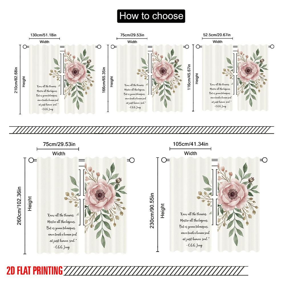 2pcs 2D flat printing Party Window Curtains Floral Quote Jung Polyester Without Electricity Festive Curtains Perfect for Holiday