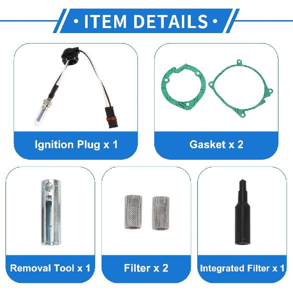 Air Diesel Parking Heater Part Kit for D2 D4 D4S Bunk Parking Heater Glow Plug Repair Kit 12V