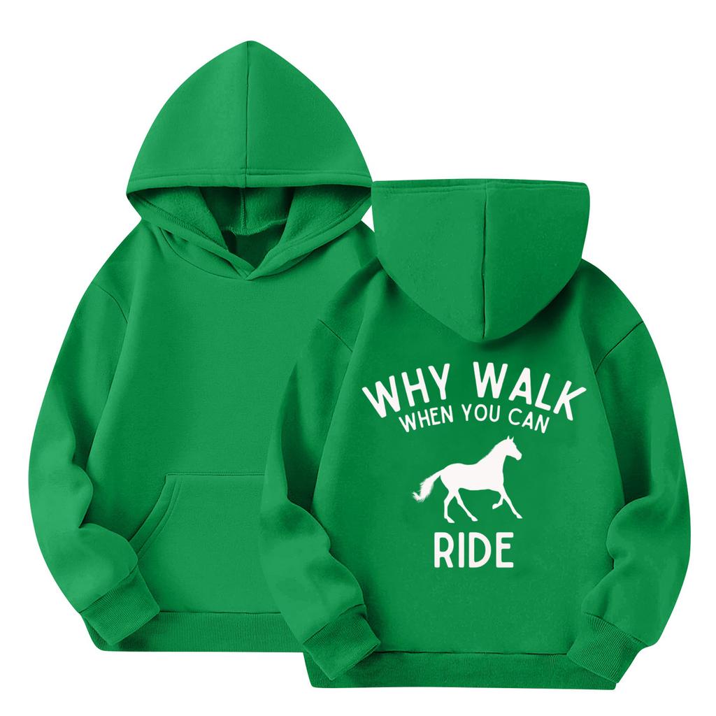 Children's Casual Round Neck Printed Pullover Long-sleeved Hooded Sweatshirt Top