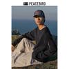 Peacebird Men's Casual Patchwork Pocket Round Neck Sweatshirt