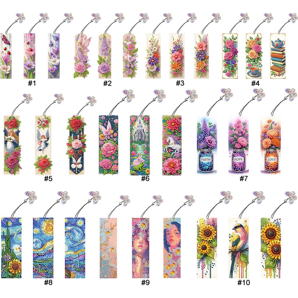3Pcs Special Shape Flowers Fairy Diamond Painting Bookmark 5D DIY Diamond Painting Bookmark Diamond Painting Bookmark Making Kit