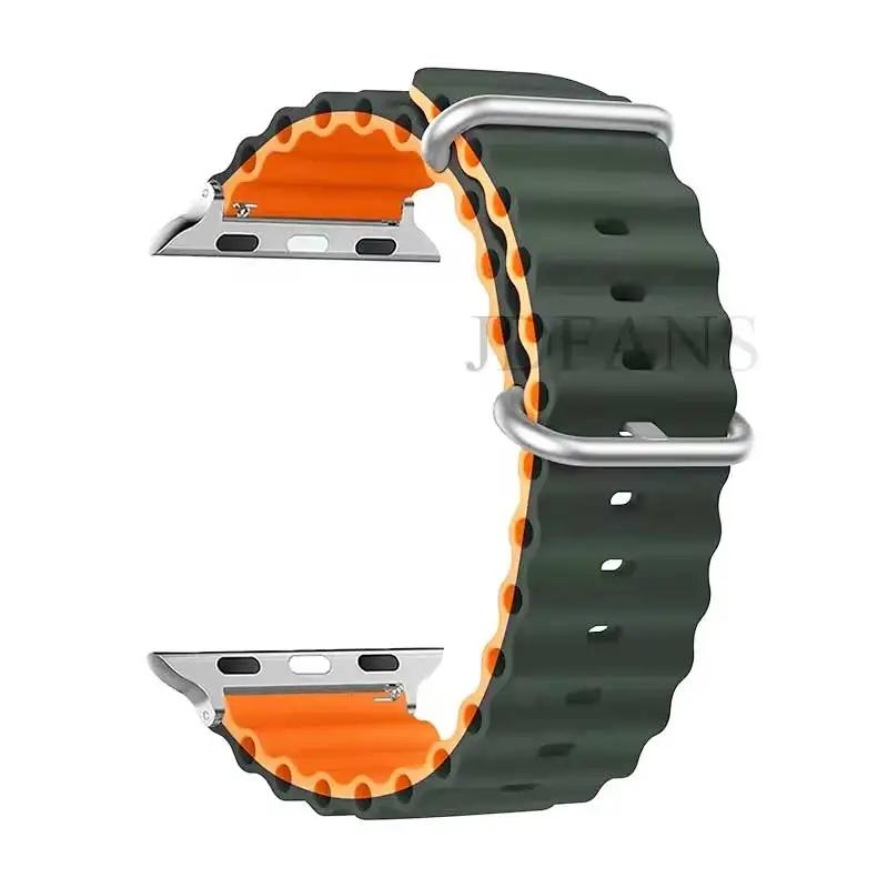 Silicone Ocean Strap for Apple Watch Band Series Ultra 9 8 7 6 5 4 10 SE Iwatch Bracelet 42mm 44mm 45mm 49mm 40mm 41mm 46mm Band