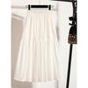 Sweet Plus Size Sets Lined White Skirt Pleated Stylish Very Fairy Loose Tight High Waist Slimming A- Line Skirt M-4XL