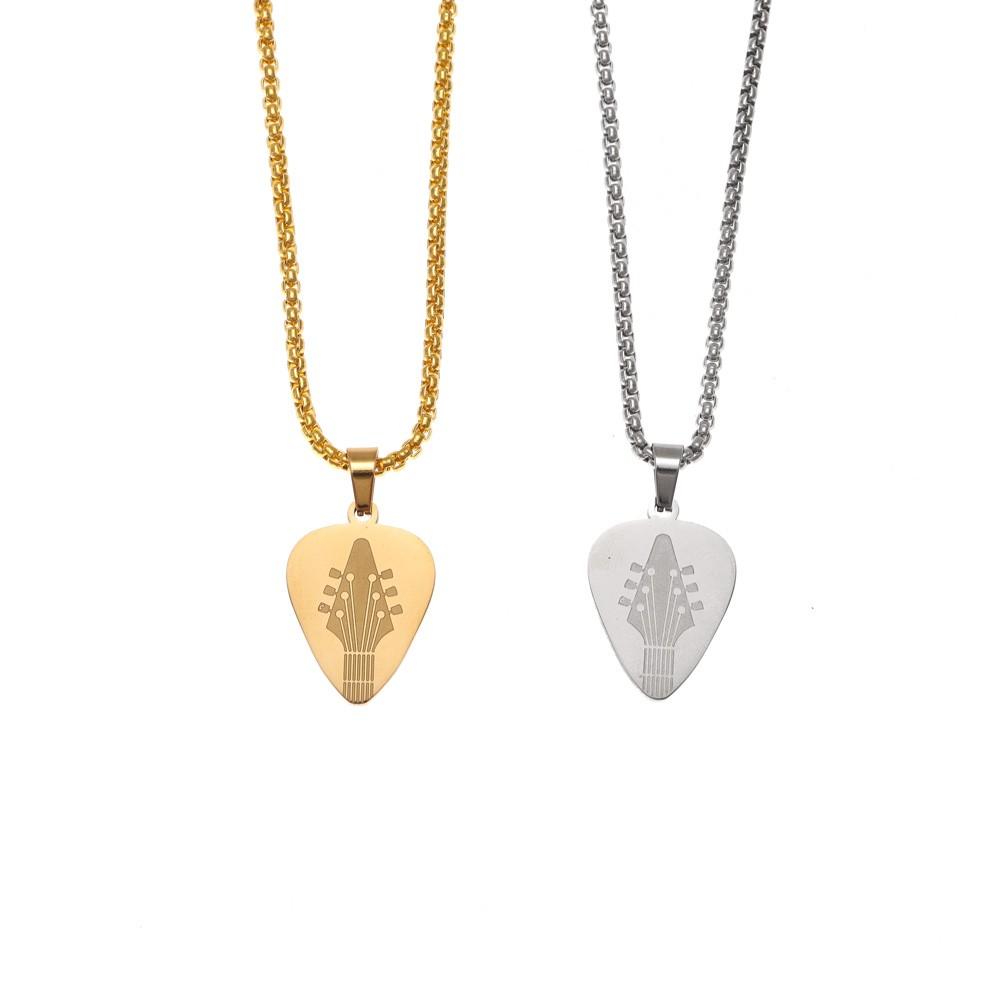 Geometric Stainless Steel Guitar Paddle Pendant Charm Women's Necklace Fashion Christmas Valentine's Day Gift Protector Jewelry