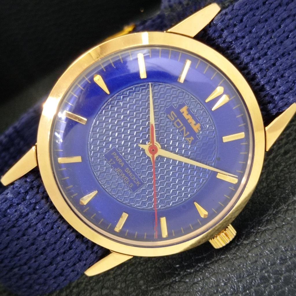 

VINTAGE HMT SONA HAND-WINDING INDIAN MENS BLUE COLOR DIAL WATCH a702088-5 R208-a702088