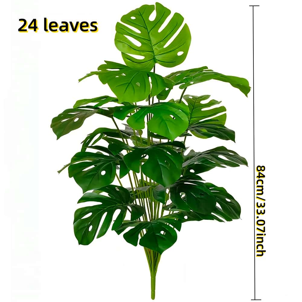 1pc Realistic Monterey Leaf Artificial Greenery 12/18/24 Pcs Leaves Faux Plant For Home  Hotel Wedding Indoor Outdoor Decor