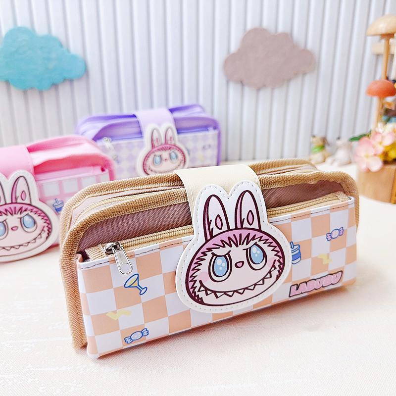 Cartoon Grundschüler Doppelschichtige Bleistiftbox mit großer Kapazität Bleistiftetui Schreibwarenetui Hochwertige neue Schreibwaren Bleistiftbox