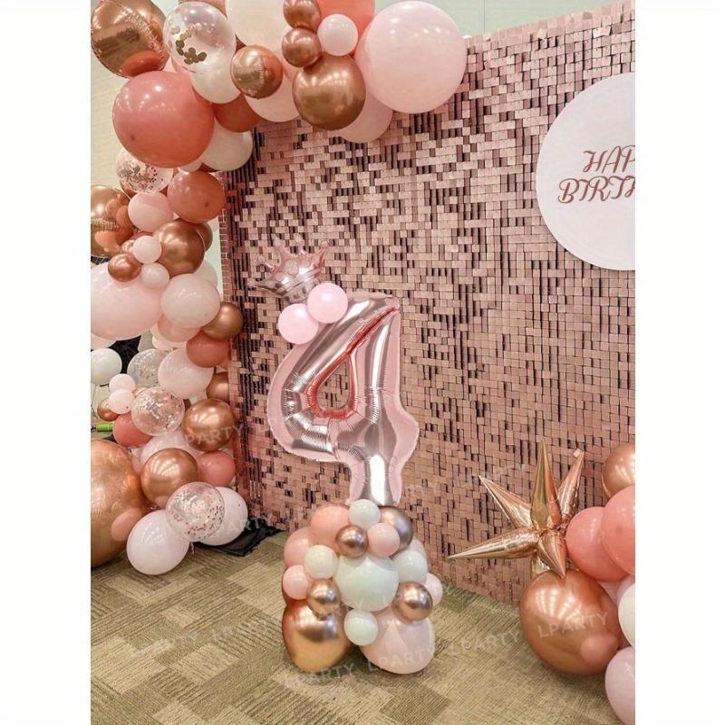 32-Inch Rose Gold Number 0-9 Balloons, Mini Rose Gold Crown, Birthday Party Decoration Supplies For 1st Birthday, Women Birthday