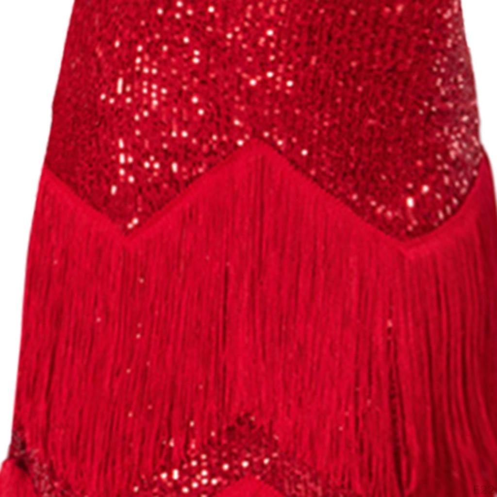 Elegantes Latein-Tanzkleid mit schimmernden Pailletten und Fransenrock
