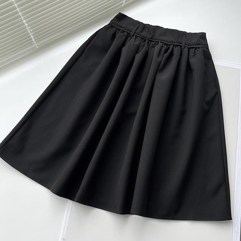 2024 Autumn/Winter Low Waist Black Slim Silhouette Tutu Skirt for Women