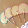 Portable Natural Straw Palm Woven Handheld Fan Handmade Eco Friendly Summer Cooling Item for Wedding Party Decor