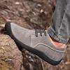 Men Retro Suede Handmade Casual Walking Shoes Outdoor Grey Lacing Driving Shoes Over Sized