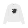 Relaxed Fit Cotton Sweatshirt With Heart Print Long Sleeve Crew Neck Fleece Lined Unisex Winter Casual Top