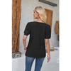 GMXIA Women's Spring Summer Buttoned Round Neck Puffy Sleeve Loose Solid Color T-shirt