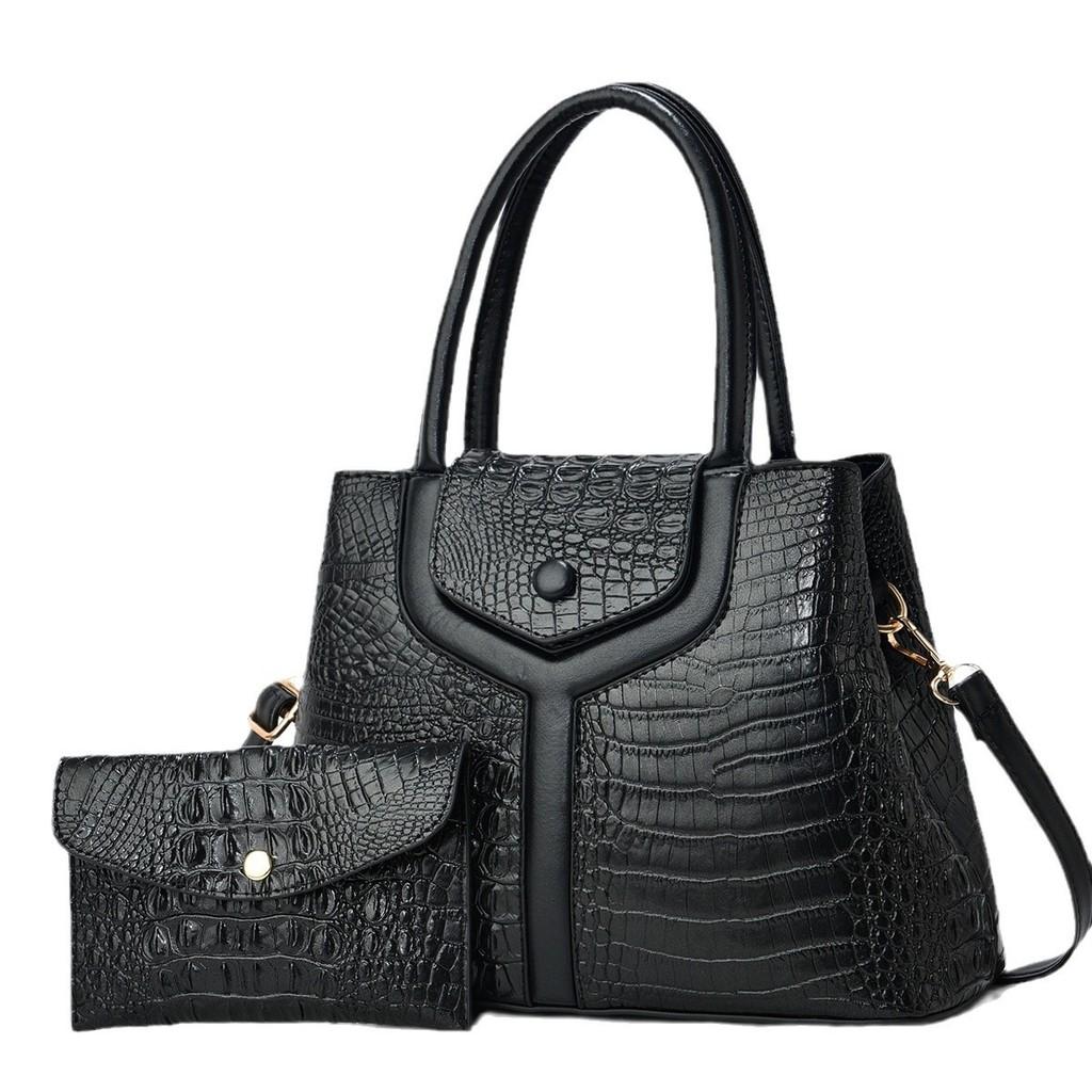 Borsa Tote Moda Transfrontaliera da Donna con Fantasia Coccodrillo ad Ampia Capacità per Uso Quotidiano