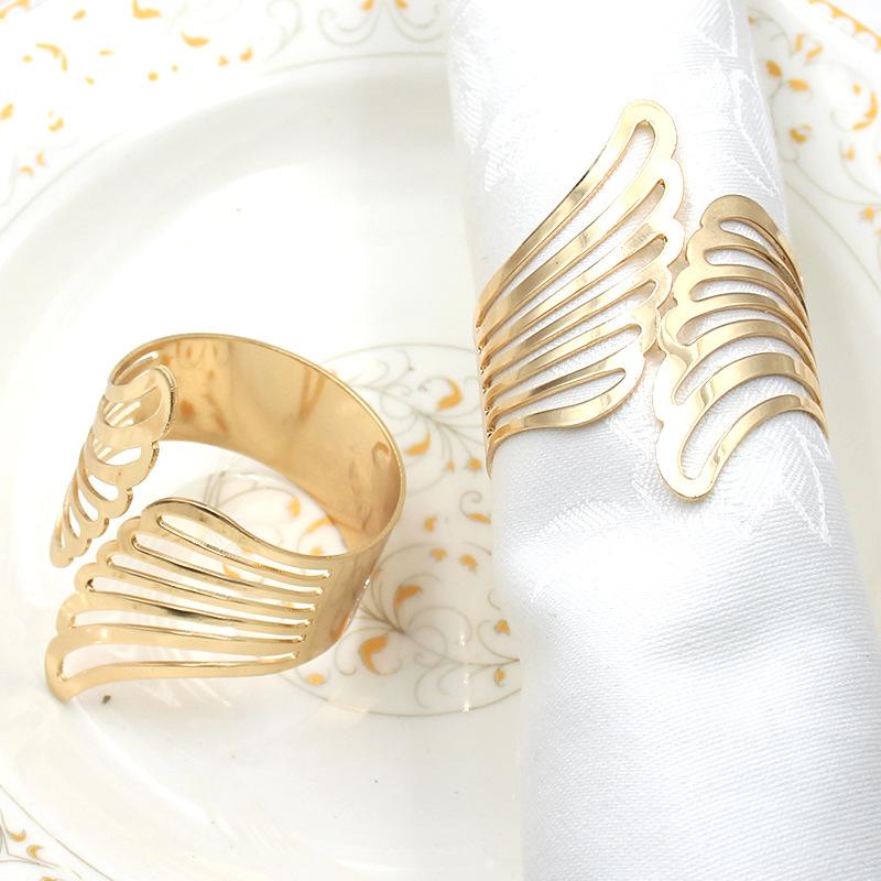1-24PCS Luxury Hotel Angel Wing Napkin Rings Metal Napkin Holders for Fine Dining and Elegant Table Settings