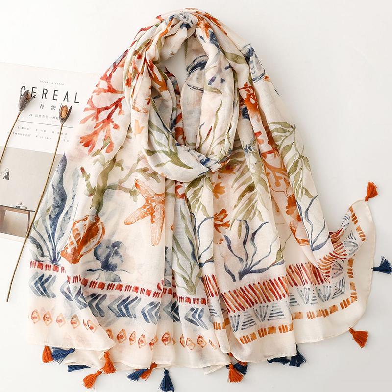 

Ретро Богемный Стиль Женский Шарф Летняя Пляжная Шаль Хлопок Лен На ощупь Кисточки Пашмина Мусульманский Хиджаб Обмотка Женский Вискозный Шарф 88x180cm