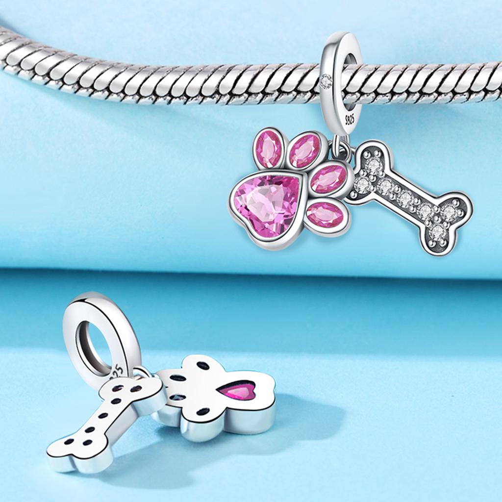 Copper Pink Cute Claw Bone Pendants Bracelet Charms Fit Women Jewelry Party Decorate Beads Diy Fine Gifts Accessory