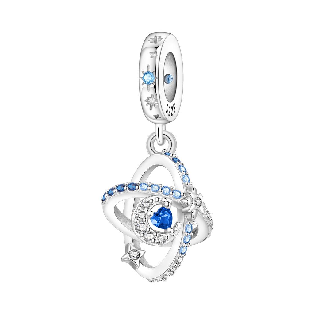 925 Silver Blue Love Snowflake Castle Pendants Bracelet Charms Fit Women Jewelry Party Beads DIY Fine Gifts Accessories