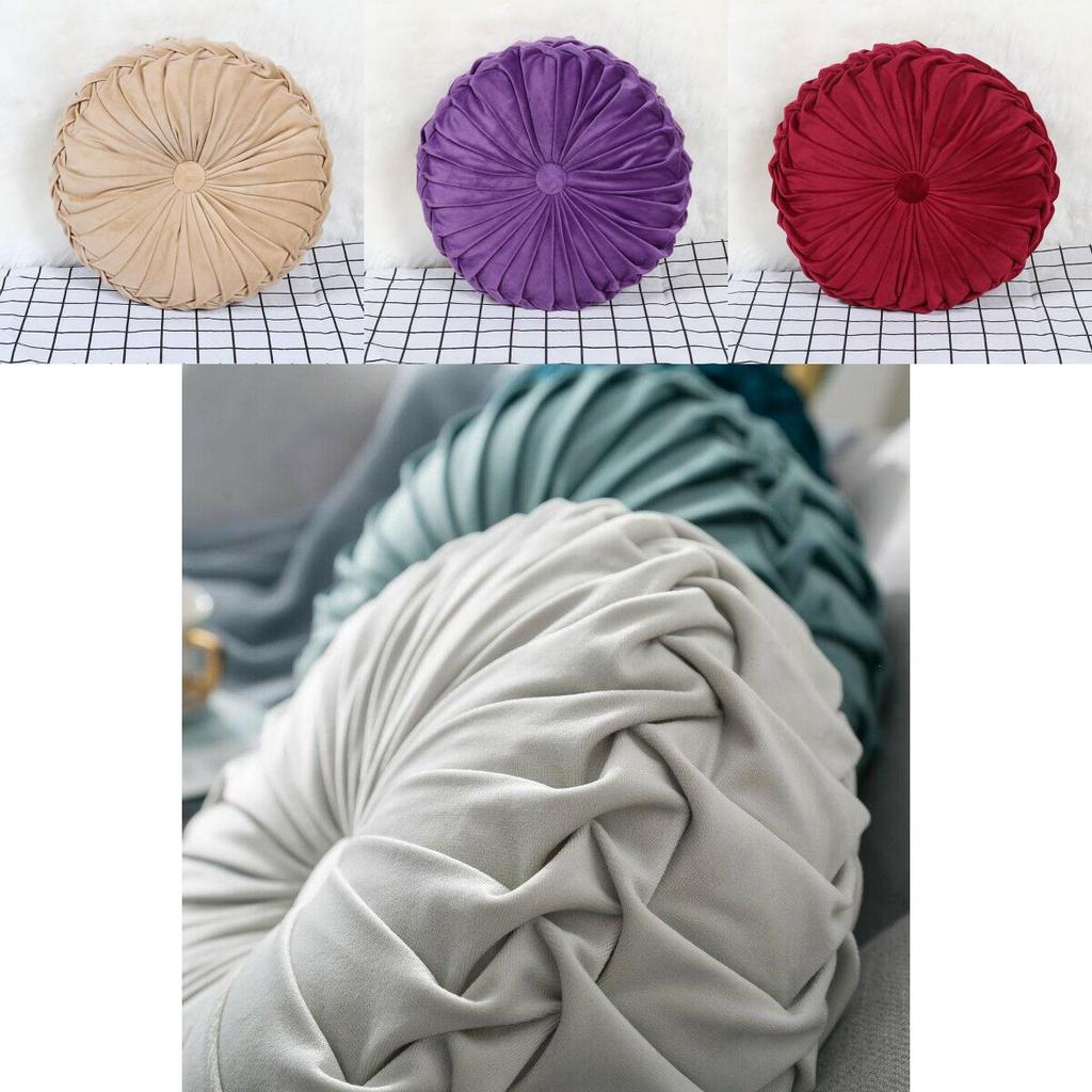 Luxurious Plush Pleated Round Pumpkin Pillow Soft Touch Couch Cushion Floor Decor