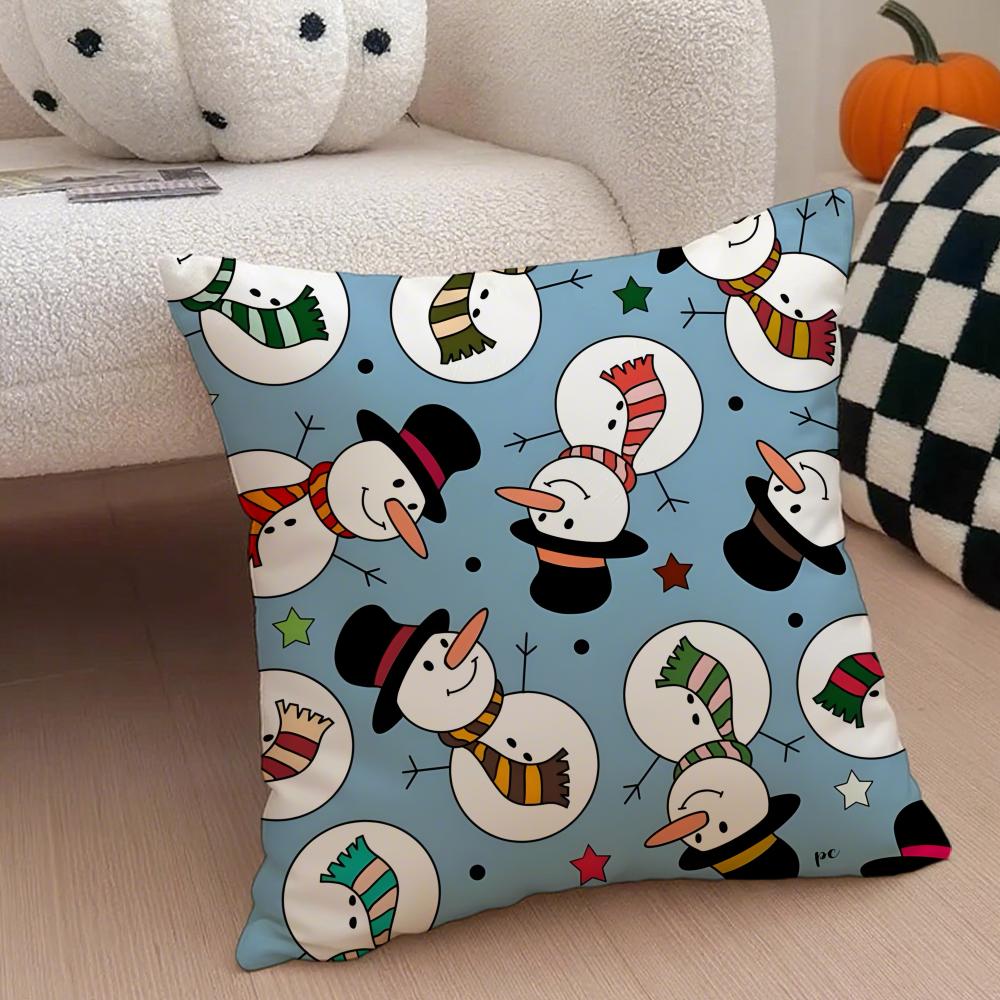 happy snowman funny casual cute  Cushion Cover Throw Pillow Cover Hidden Button Durable Polyester Chair Cushion