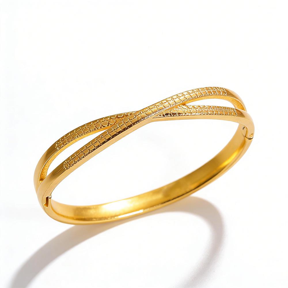 Simple Cross Texture Bracelet Women's Bracelet Open Hollow Jewelry Retro