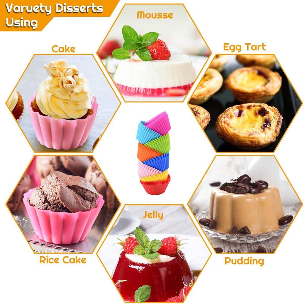 24-Cavity Nonstick Briose Mold Set - Oven Safe Up to 220°C Silicone Muffin Pan Multicolor 4.5x7x3cm