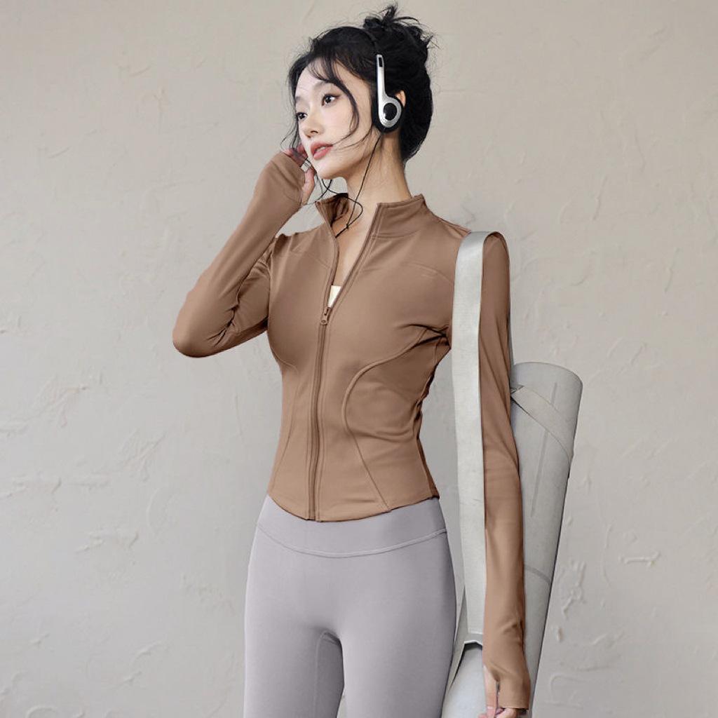 Women's Long Sleeve Sport Jacket Spring Summer Gym Workout Coat Yoga Running Sports Cycling Top Casual Zipper Fitness Clothing
