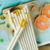 5 Pairs White Gold Chopsticks Set Healthy Korean Sushi Sticks Chopsticks Reusable Non-slip Chopsticks For Party Hotel Restaurant