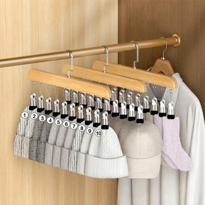 Portable 10-Clip Hanger Baseball Hat Hook Sock Rack Towel Hanger Clip Pant Hanger Organizer for Closet Travel Hanging Organizers