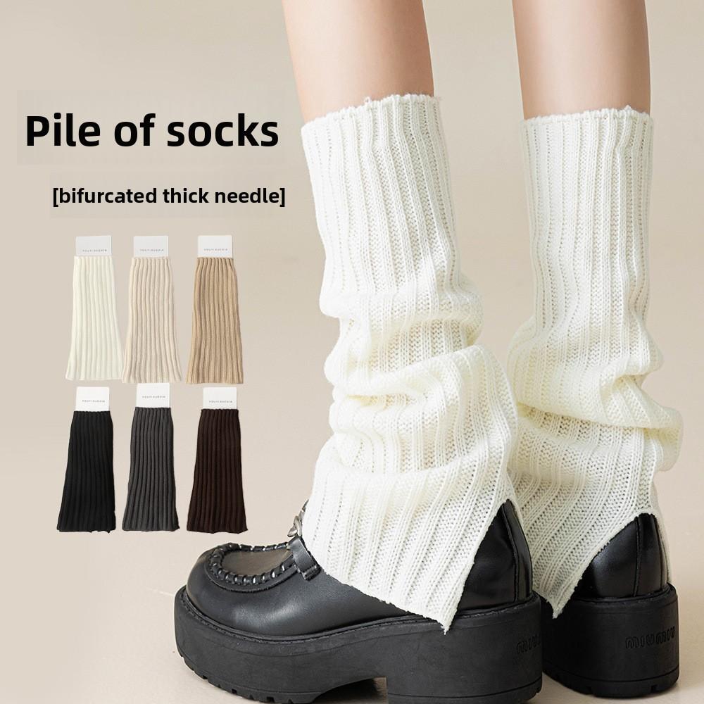 Thickened Vertical Bar Pile-up Socks for Autumn and Winter, Thickened Calf Socks, and Warm Leg Protection Socks