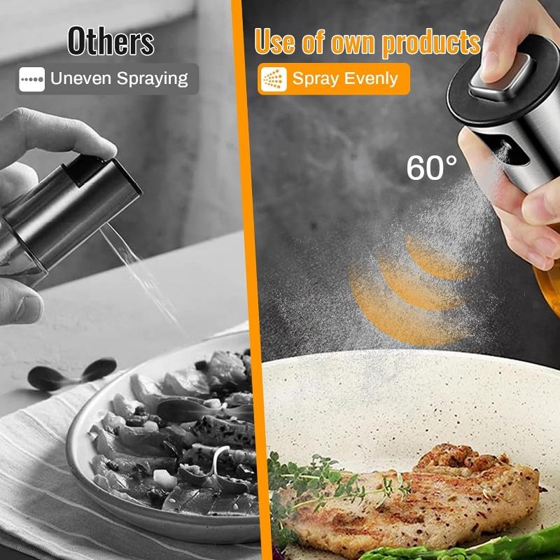 1 Pcs Air Fryer Oil Spray, 200 ML Oil and Vinegar Spray, Refillable Clear Oil Bottle Spray, Suitable for Cooking, Grilling Pasta