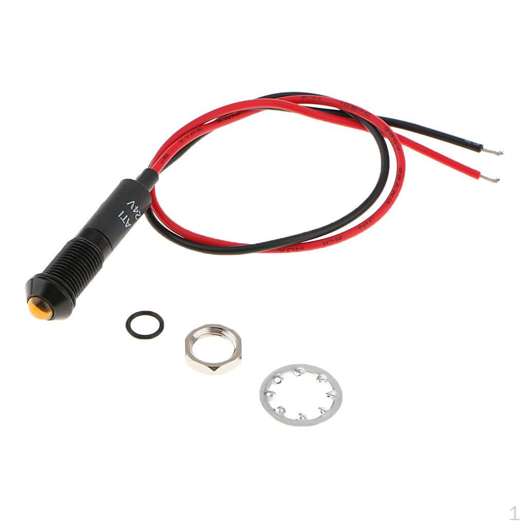

8mm 24V Car Motorcycle Metal Yellow LED Indicator Lamp &