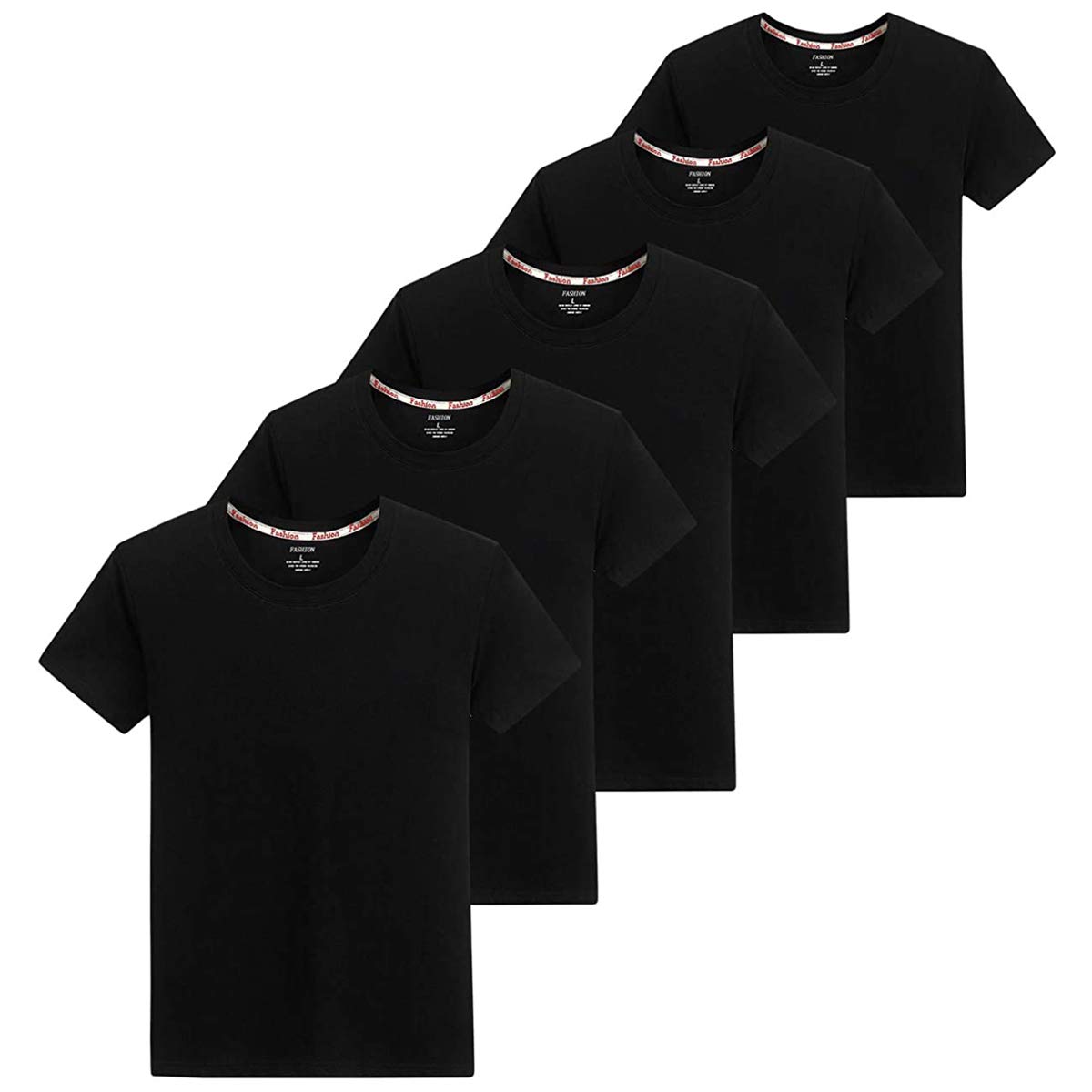 

Комплект мужских маек с коротким рукавом [KISETSUKI], 5 штук, 100% хлопок, рукав, горловина, футболка, белый, черный, текстура, (Черный, 4XL) чёрный