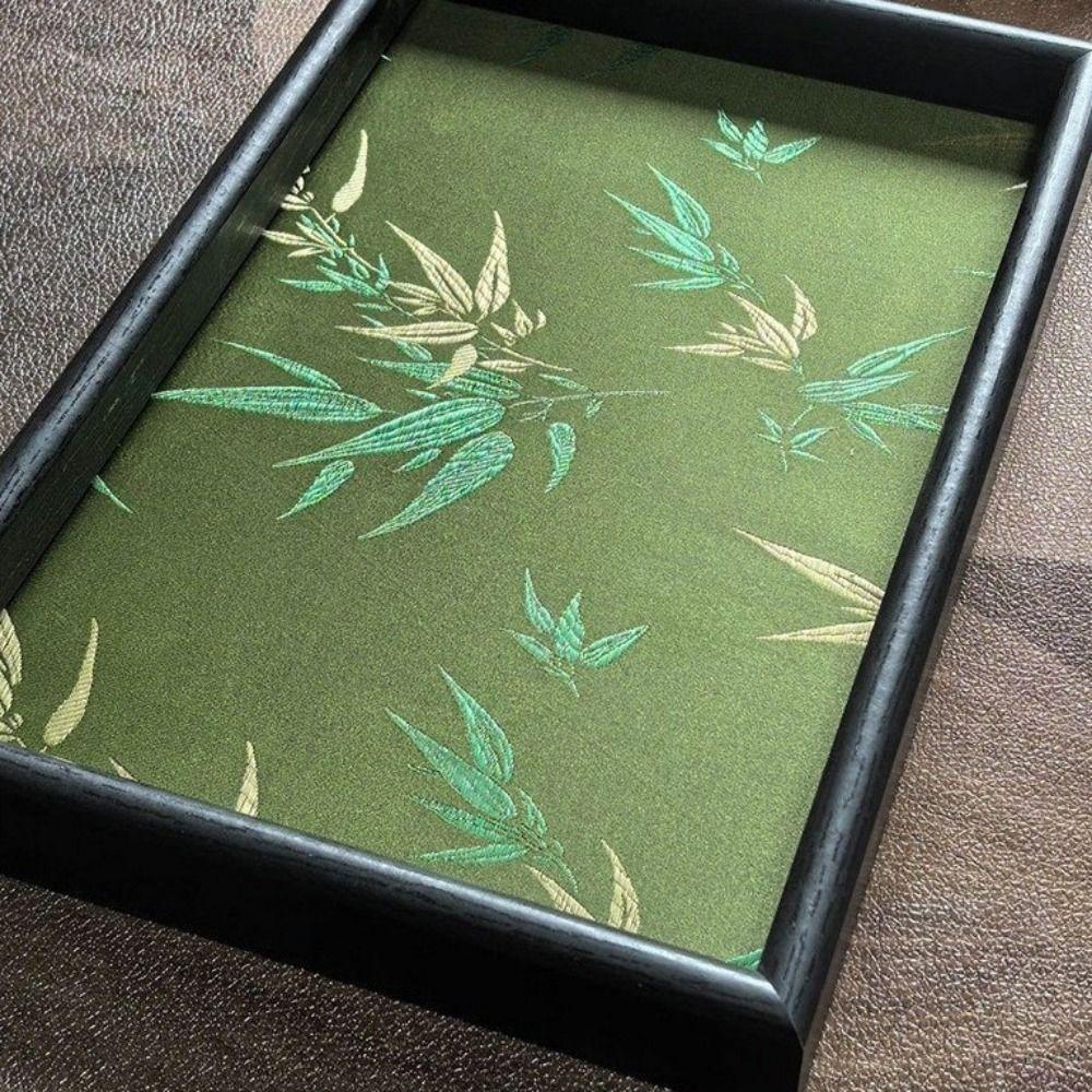 Large Capacity Bamboo Leaf Serving Tray Chinese Style Rectangular Storage Tray  Living Room