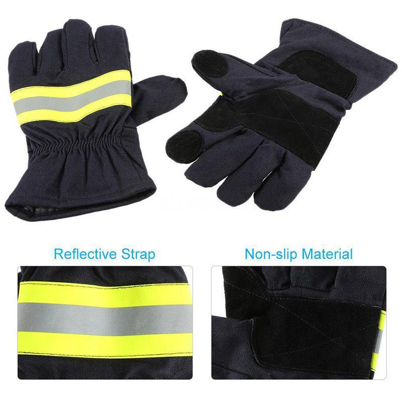 1 Pair Black Non-slip Heat Proof Gloves Fire Proof Gloves Firefighting Gloves