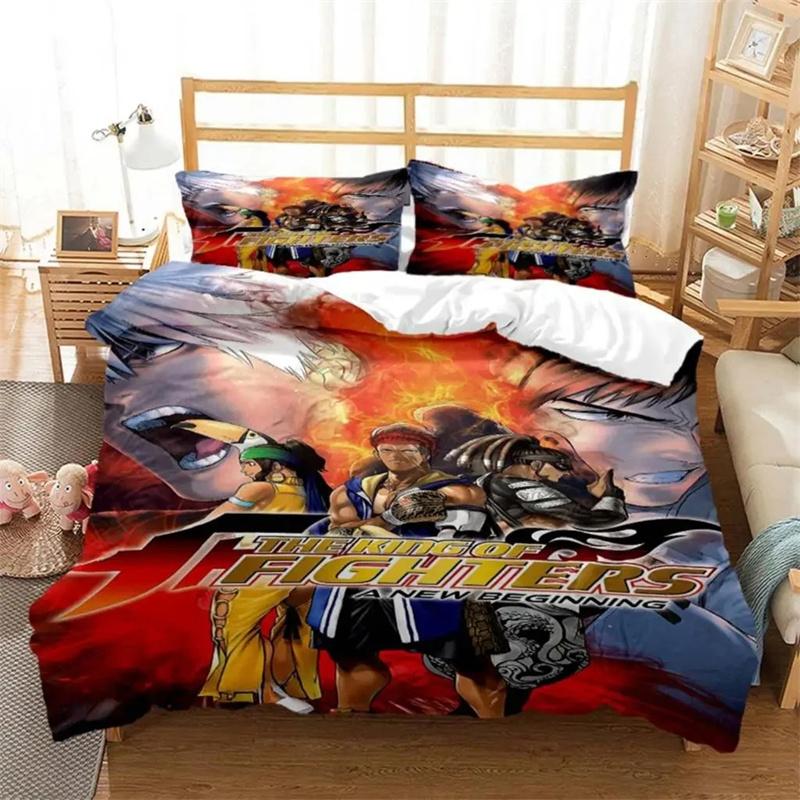 Anime King of Fighters KOF Bedding Set,Duvet Cover Comforter Bed Set Quilt Cover Pillowcase,King Queen Twin Size Boys Girls