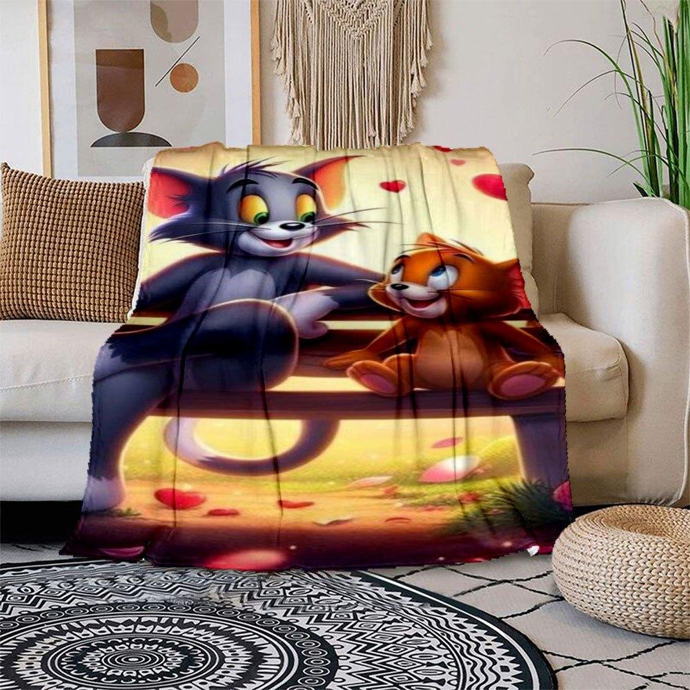Tom and Jerry Valentine s Day CardBlanket Flannel Throw Blanket for Sofa, Bed, Travel, Camping, Office 100x150cm