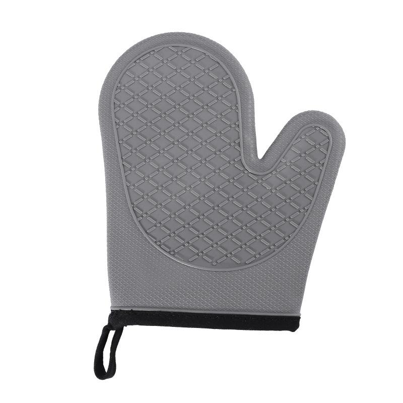 Short silicone heat insulation gloves thickened cotton-padded kitchen microwave oven barbecue baking gloves