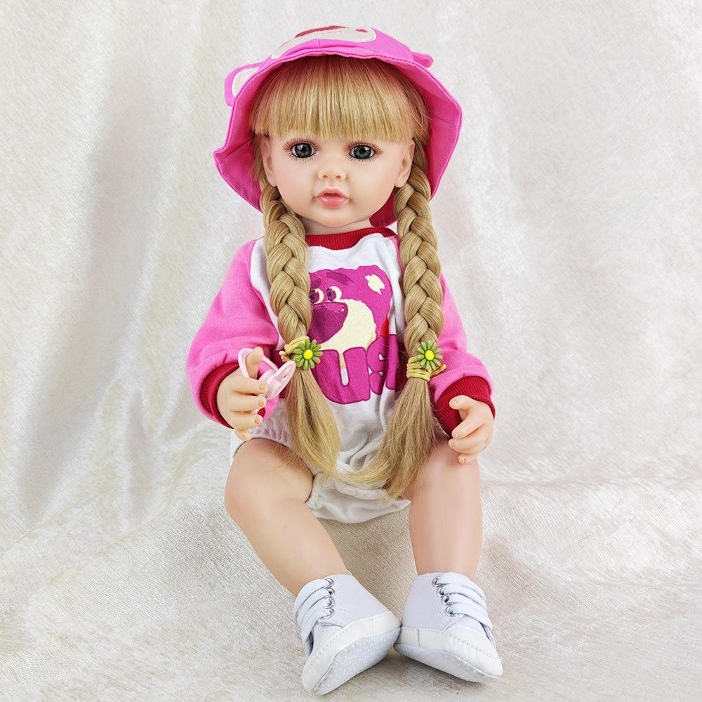 55cm Lifelike Full Silicone Body Reborn Baby Blonde Hair Girl Doll Alive 22inch Newborn Bebe Cute Birthday Gift For Child