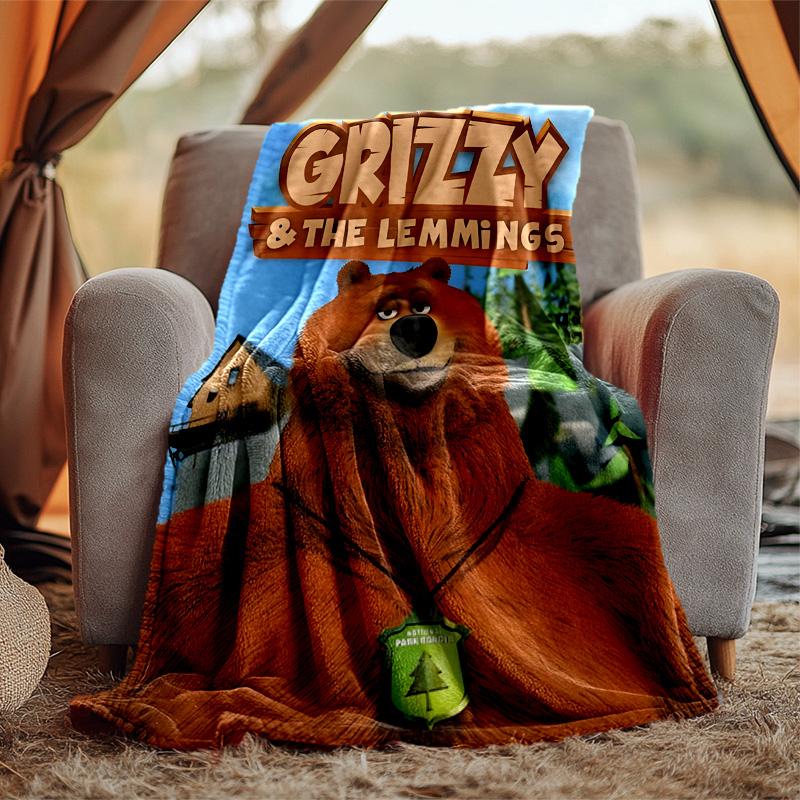 Grizzly Lemmings Flanelldecke Weich Warm Ganzjahresdecke, Design für Camping, Autoreisen, Wandern Sofa, Bett, Büro Perfektes Geschenk für Partys