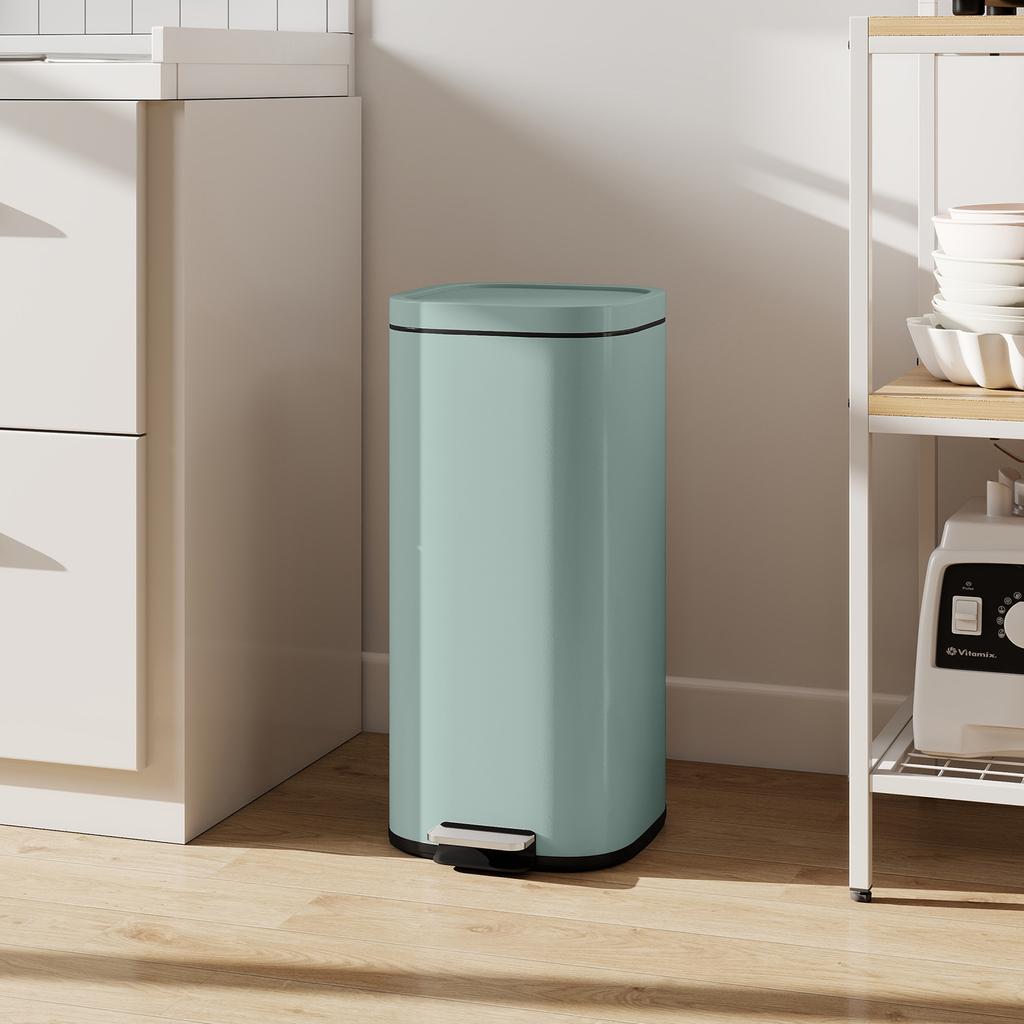 30L Kücheneimer, Kompakter Tretmülleimer mit Soft-Close und Stay-Open Deckel, Herausnehmbarer Inneneimer für Küche, Zuhause, Büro, Grün