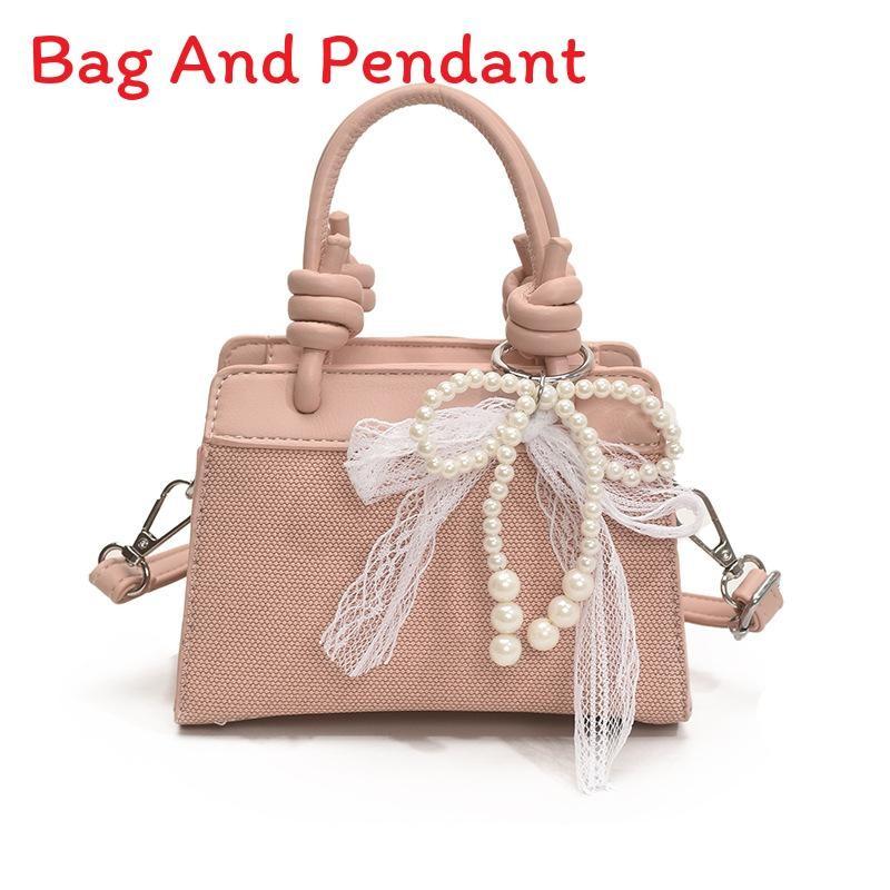 Design Minimally Spliced Children Casual Single Shoulder Square Bag With Pendant
